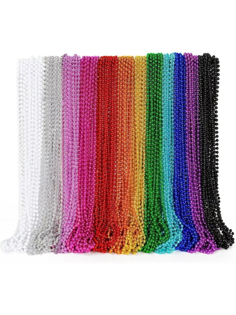 144PCS Mardi Gras Beads - Metallic Necklaces for Party Supplies & Celebrations